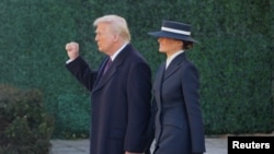 Tổng thống đắc cử Hoa Kỳ Donald Trump và phu nhân Melania Trump tham dự lễ tại Nhà thờ St. John vào ngày nhậm chức nhiệm kỳ tổng thống thứ hai của tại Washington, Hoa Kỳ, ngày 20 tháng 1 năm 2025.